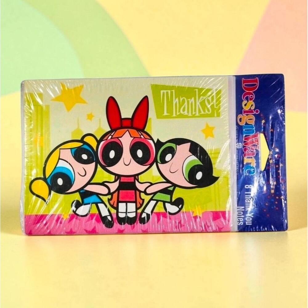 Powerpuff Girls Thank You Cards NOS Sealed Set 8 Envelopes Y2K Cartoon Network